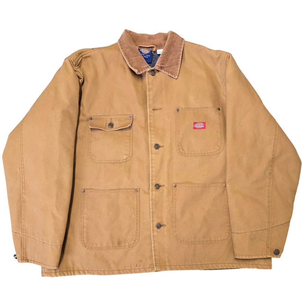 Dickies Blanket Lined Chore Coat Duck Canvas Brown Work Jacket XL XLT